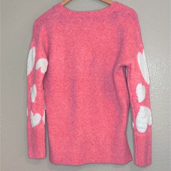 Cupcakes & Cashmere Pink Hearts Valentine Day Soft Sweater Ladies XS - Picture 11 of 12